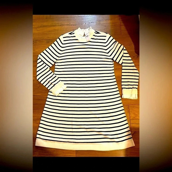 NWT LOFT black and white striped dress women’s medium size - Picture 1 of 4